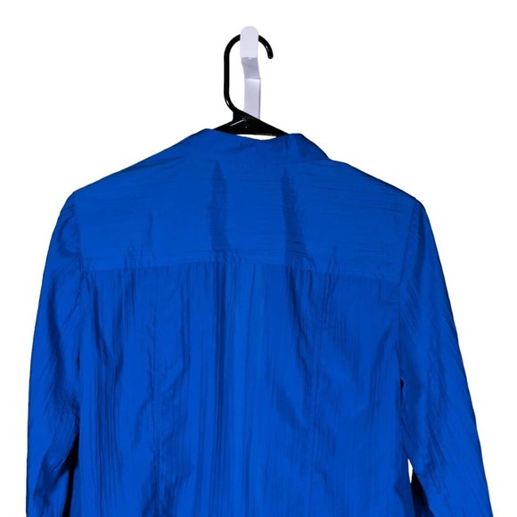 Chico's Women's Jacket Blue Open Front Ruffle Pockets 3/4 Sleeve Size 0 US S/4 - Picture 6 of 8